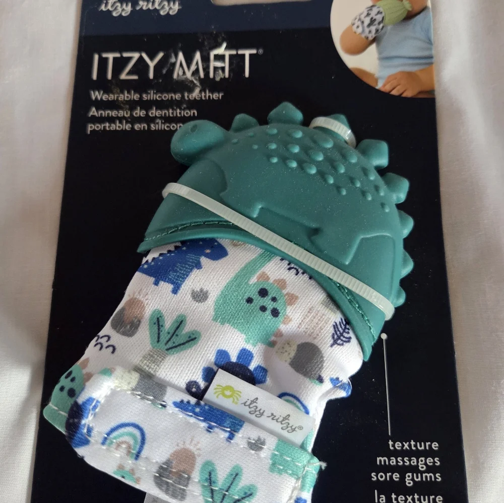 Itzy Ritzy Teal Dino Or Mint Cactus Wearable Silicone Teether Mitt NWT